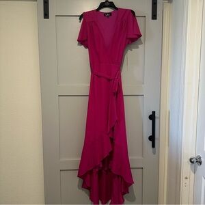 Beautiful hot pink lulus wrap dress